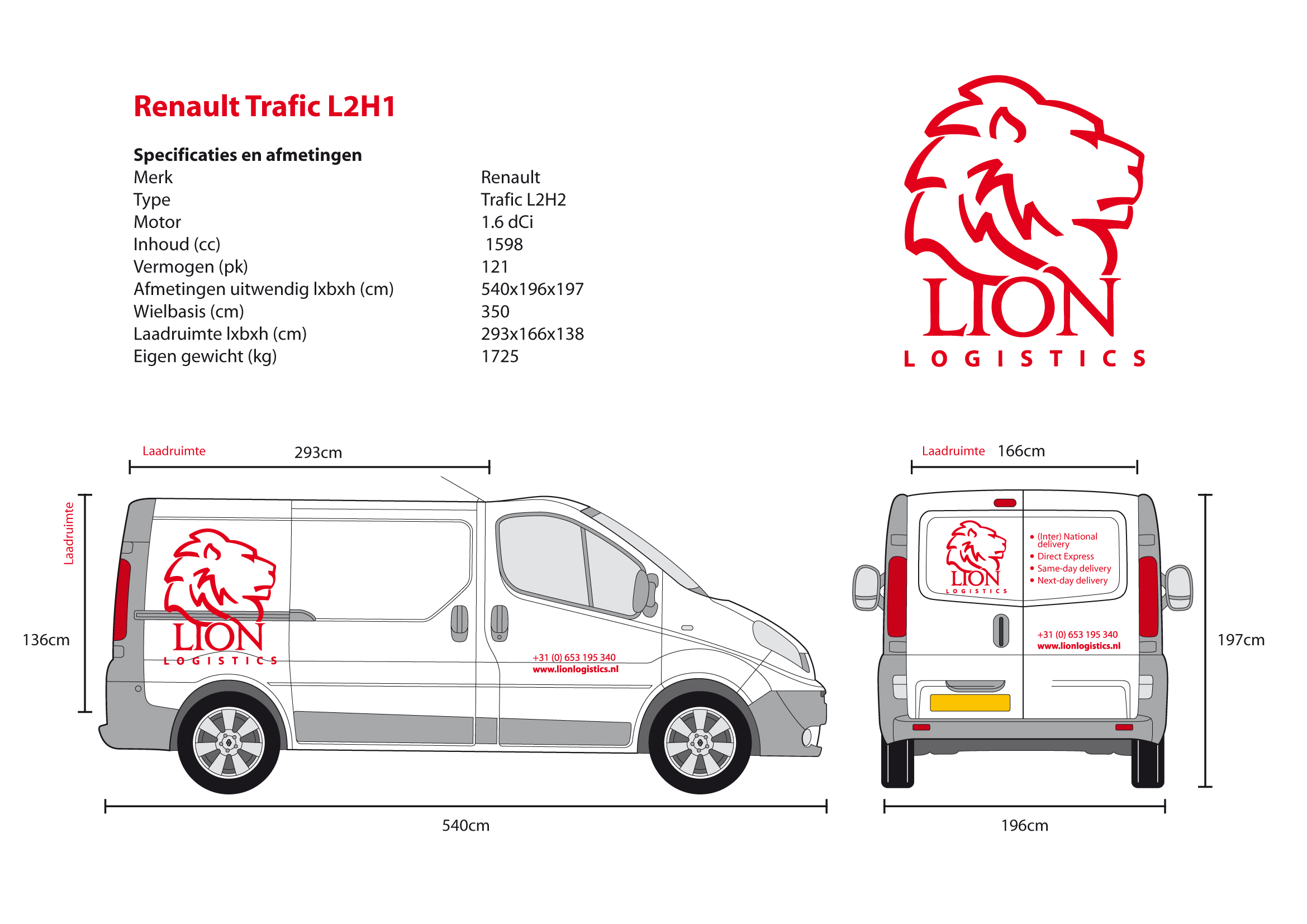 Renault Trafic L2H1 van Lion Logistics