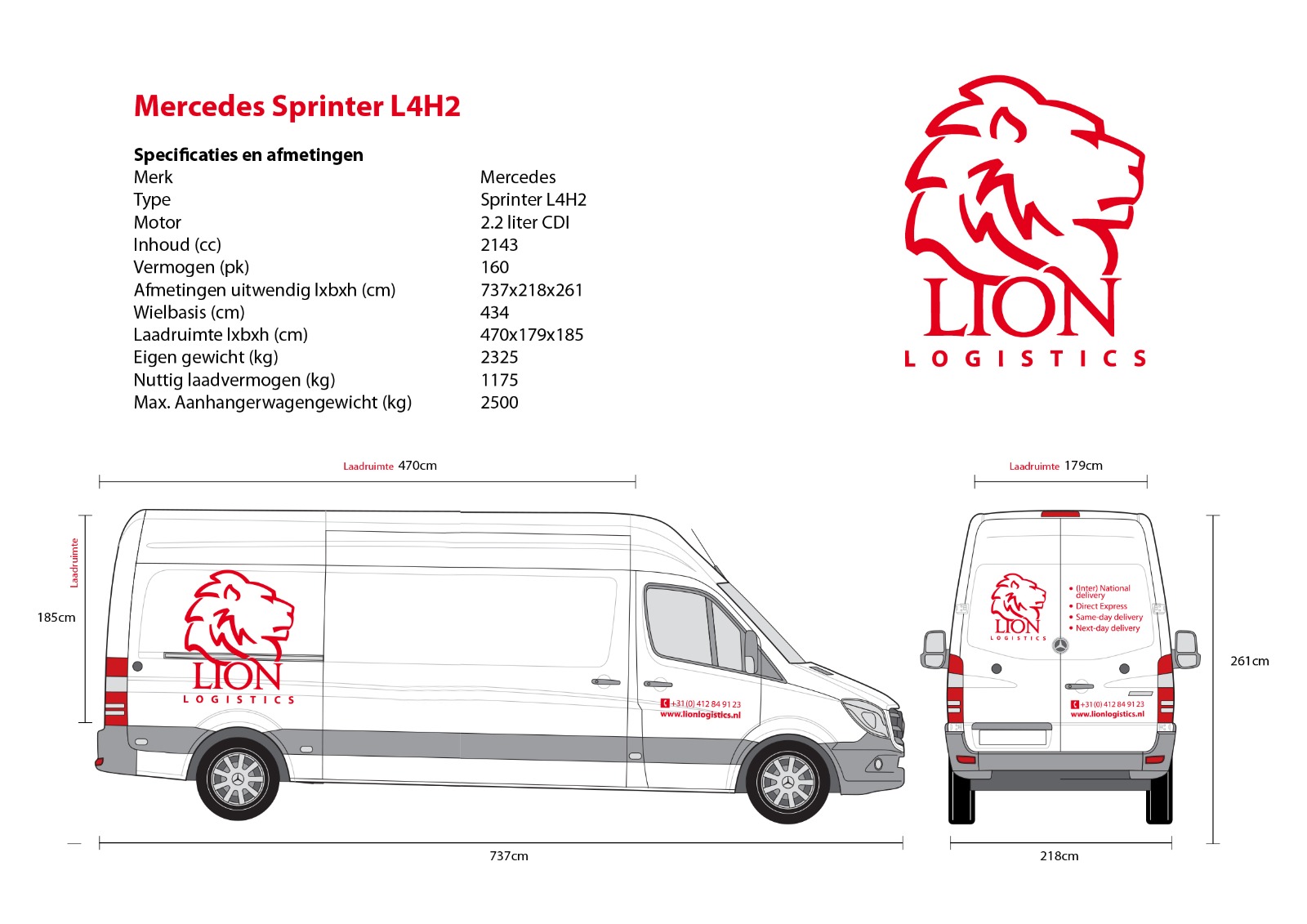 Mercedes Sprinter L4H2 van Lion Logistics