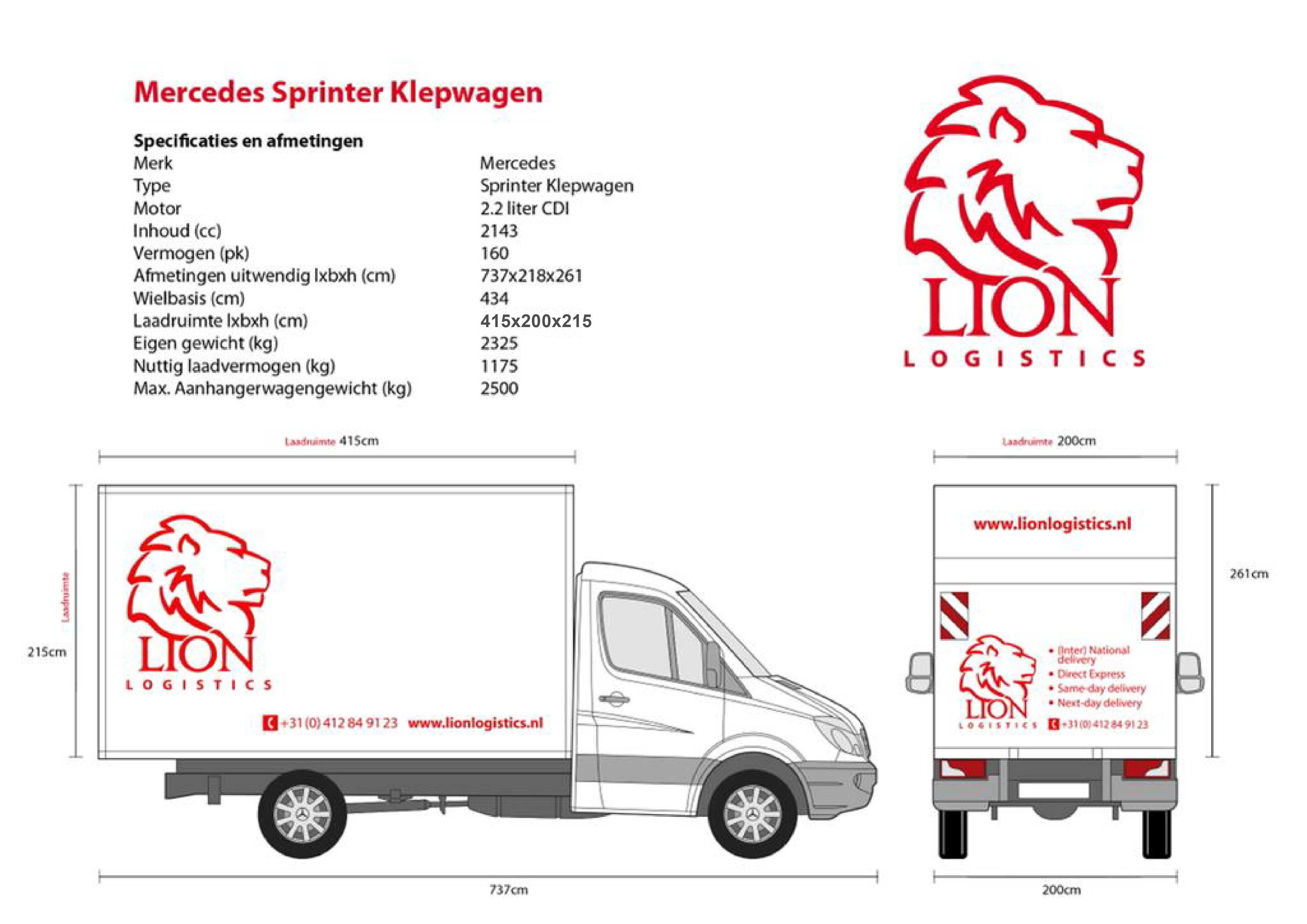 Mercedes Sprinter Klepwagen van Lion Logistics
